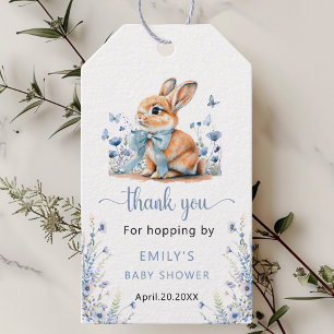 Étiquettes-cadeau Lapin Adorable Fleur Sauvage Baby Shower Garçon
