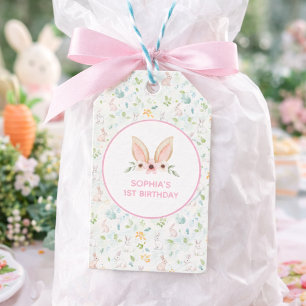 Étiquettes-cadeau Lapin aux oreilles pastel floral Faveur d'annivers