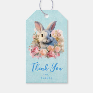 Étiquettes-cadeau Lapin avec une guirlande de roses Mignon - Fête