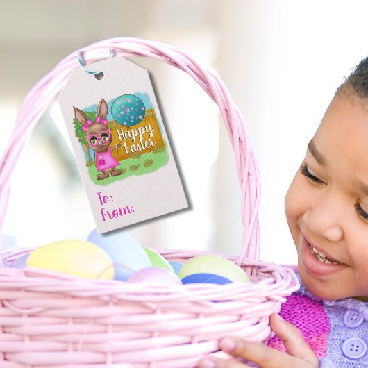 Étiquettes-cadeau Lapin Balloon Diva de Pâques