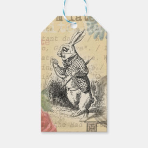 Étiquettes-cadeau Lapin Blanc Aventures d'Alice au Pays des Merveill