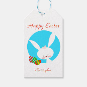 Étiquettes-cadeau Lapin Blanc Joyeux Pâques