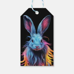 Étiquettes-cadeau Lapin bleu génial en feu