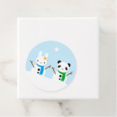 Étiquettes Cadeau Lapin de neige et panda de neige (En situation)