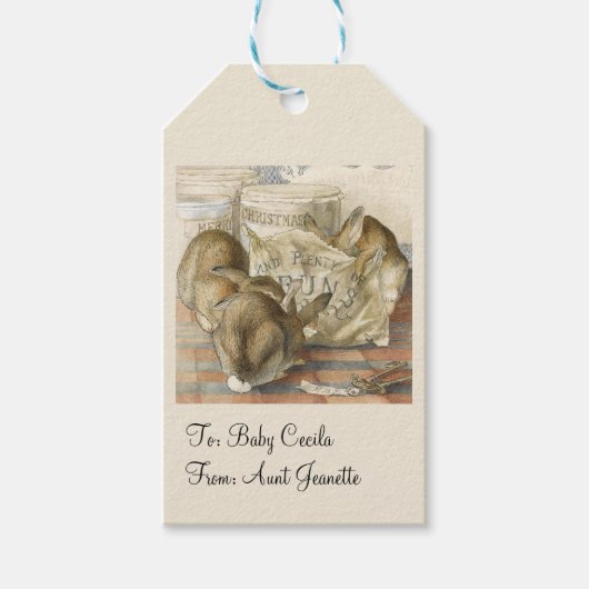 Étiquettes-cadeau Lapin de Noël (Devant)