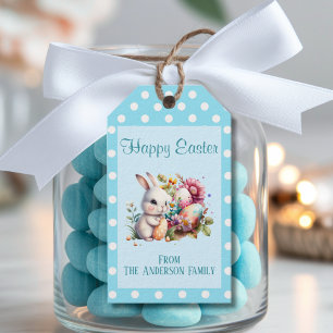 Étiquettes-cadeau Lapin de Pâques à pois