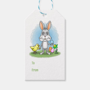 Étiquettes-cadeau Lapin de Pâques avec les œufs de Pâques colorés