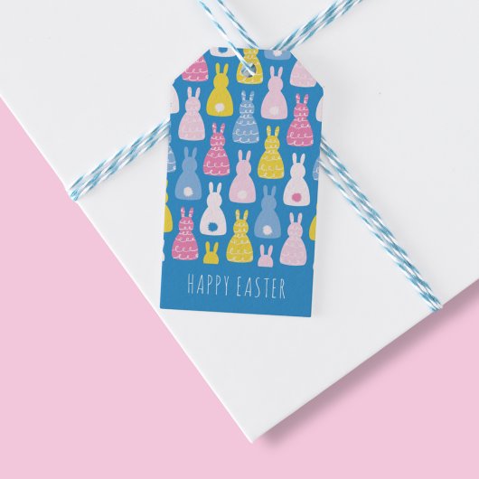 Étiquettes-cadeau Lapin de Pâques bleu lapin