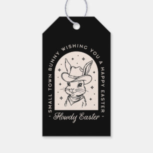 Étiquettes-cadeau Lapin de Pâques heureux thème western salutations