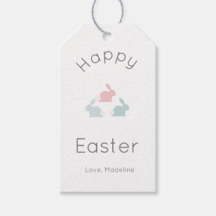 Étiquettes-cadeau Lapin de Pâques minimaliste joyeux