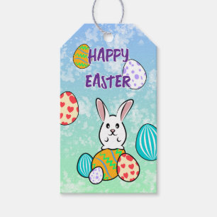 Étiquettes-cadeau Lapin de Pâques sur les oeufs de Pâques