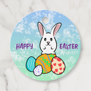 Étiquettes Cadeau Lapin de Pâques sur les oeufs de Pâques