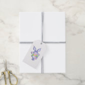 Étiquettes-cadeau Lapin de Pâques violet dansant (Avec de la ficelle)
