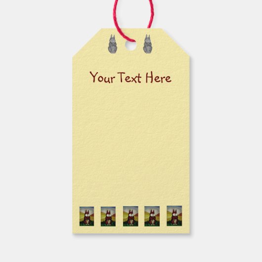 Étiquettes-cadeau lapin mignon brun avec de jolies fleurs (Dos)