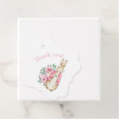 Étiquettes Cadeau Lapin Rose Lapin Baby shower Floral (En situation)