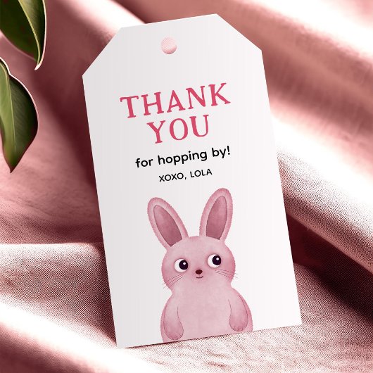 Étiquettes-cadeau Lapin rose Merci