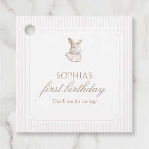 Étiquettes Cadeau Lapin Vintage Rose Certains Lapin a un an