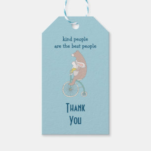 Étiquettes-cadeau Lapin Whimsical et ours genre Merci