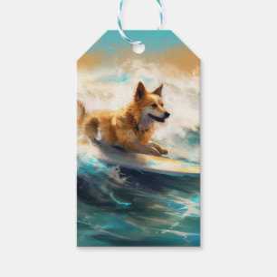 Étiquettes-cadeau Lapphund Plage Finlandaise Plage Surf Peinture