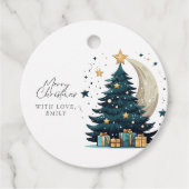 Étiquettes Cadeau L'Arbre De Noël Étoiles La Lune (Devant)