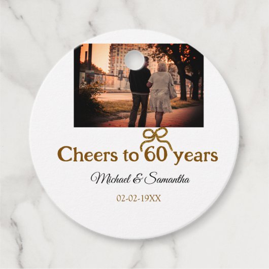 Étiquettes Cadeau L'arc d'or applaudit à 60 ans de mariage (Devant)