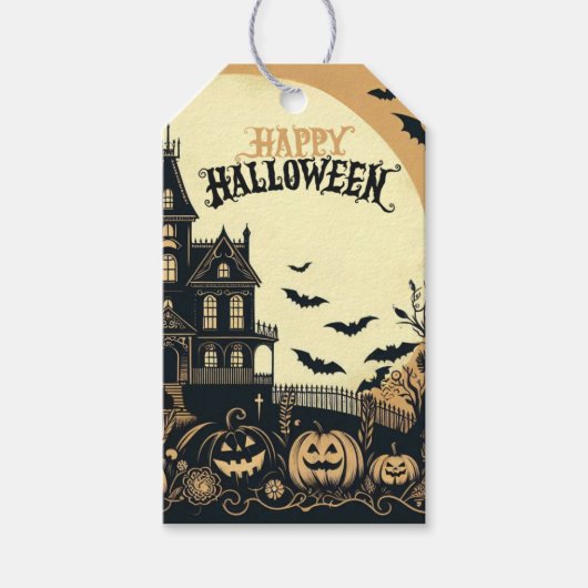 Étiquettes-cadeau L'art d'Halloween vintage (Devant)