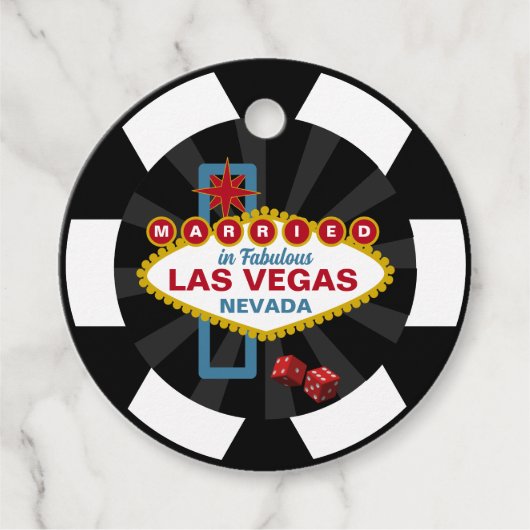Étiquettes Cadeau Las Vegas Poker Chip Destination Mariage (Devant)