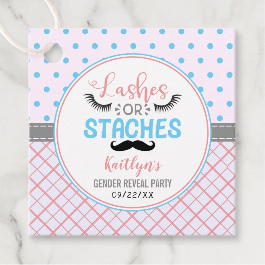 Étiquettes Cadeau "Lashes Ou Staches" Parti Moderne De Révélation De (Devant)
