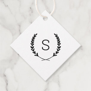 Étiquettes Cadeau Laurel Crest Mariage Monogram Merci Favoriser Tags