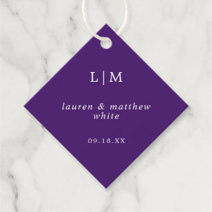 Étiquettes Cadeau Lauren Purple Monogramme Mariage élégant