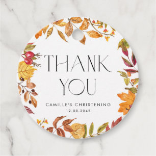 Étiquettes Cadeau L'automne laisse Wreath Christening Merci