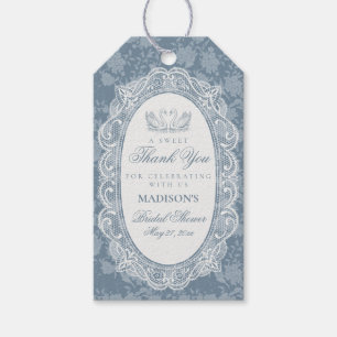 Étiquettes-cadeau Lavabo en dentelle bleue Vintage Floral Bridal Sho