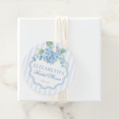 Étiquettes Cadeau Lavage de fleurs d'hydrangea bleue vintage pour un (En situation)