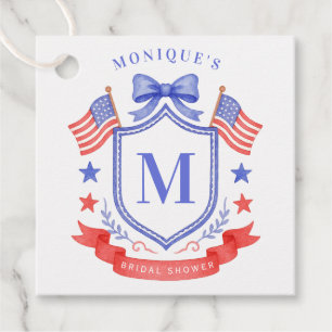 Étiquettes Cadeau Lavage de Mariage Monogrammé Rouge Blanc & Je Dis