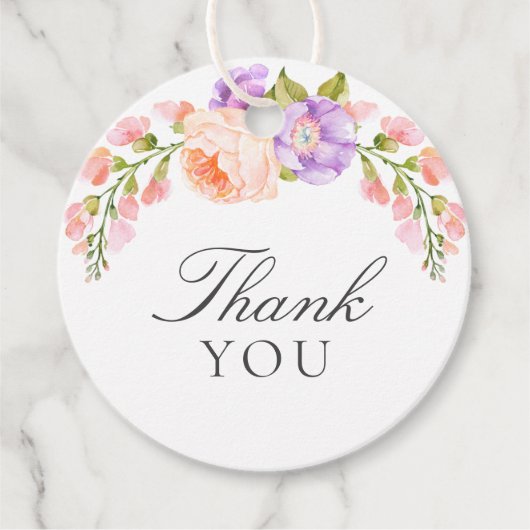 Étiquettes Cadeau Lavage et Violet Fleur Mariage Prénuptial (Devant)