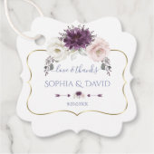Étiquettes Cadeau Lavande rose blanc Floral Mariage or (Devant)
