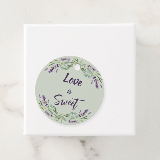 Étiquettes Cadeau Lavande sauge vert amour est Sweet mariage faveur (En situation)
