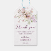 Étiquettes-cadeau Lavender floral 60e anniversaire merci (Devant)