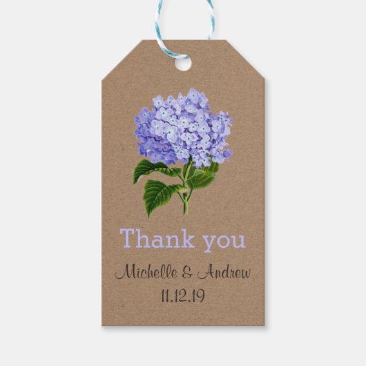 Étiquettes-cadeau Lavender Hydrangeas Floral Merci Mariage (Devant)