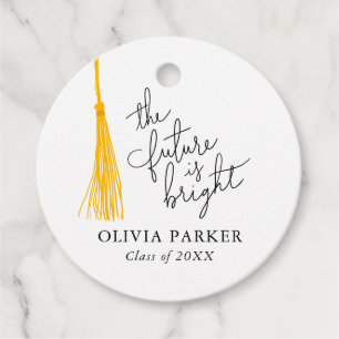 Étiquettes Cadeau L'avenir est brillant Jaune Tassel Grad Party
