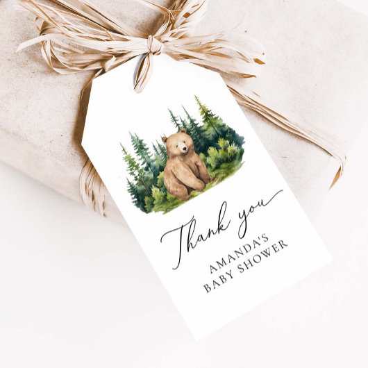Étiquettes-cadeau L'aventure attend le Merci de l'ours des bois