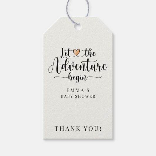 Étiquettes-cadeau L'aventure commence Boho Baby shower Floral Merci (Devant)