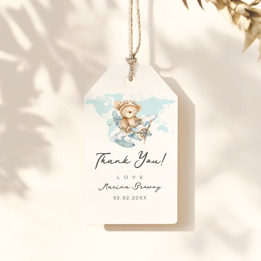 Étiquettes-cadeau L'aventure vous attend, Avion Flying Bear