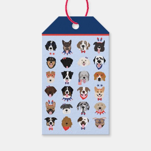Étiquettes-cadeau Le 4 Juillet Dog Visages (Devant)
