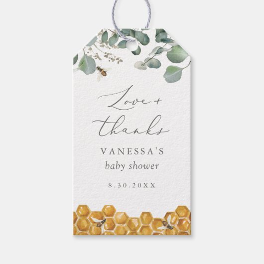 Étiquettes-cadeau Le Baby shower de verdure Can Bee (Devant)