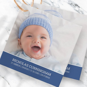 Étiquettes Cadeau Le Baptême Pour Lui   Photo bébé simple et moderne