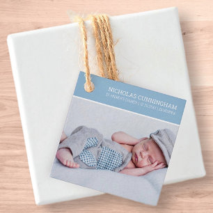 Étiquettes Cadeau Le Baptême Pour Lui Photo personnalisée simple m