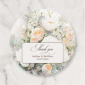 Étiquettes Cadeau Le blanc rustique fleurit le Merci Mariage (Devant)