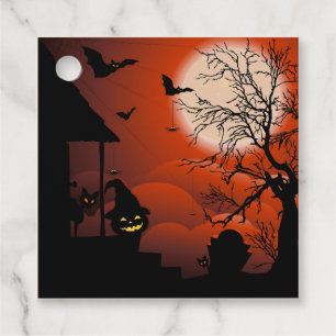Étiquettes Cadeau Le cauchemar de la lune sanglante d'Halloween