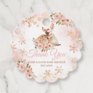 Étiquettes Cadeau Le cerf d'hiver rose est un Baby shower de fille